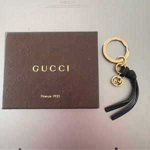 Gucci Black Leather and Gold Key Holder